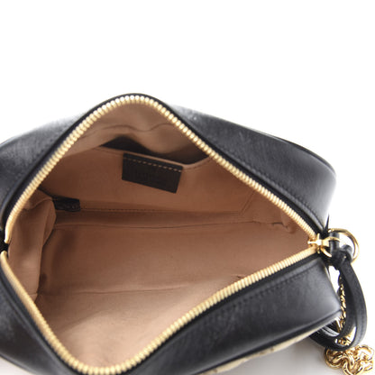 Gucci Monogram Matelasse Diagonal Small GG Marmont Chain Shoulder Bag Beige Black 5 of 12