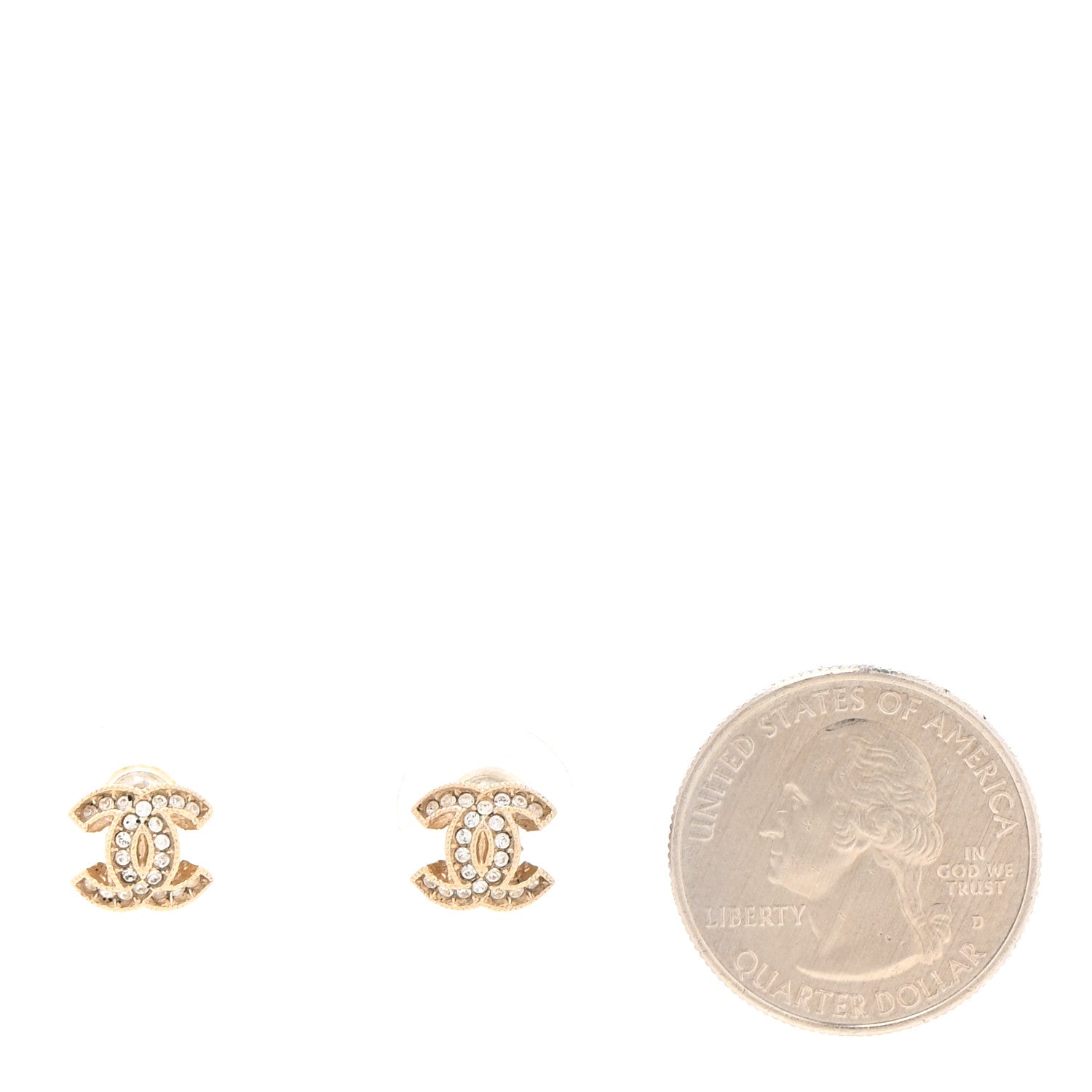 Chanel Crystal Mini CC Earrings Gold 4 of 6