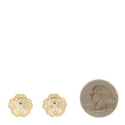 Chanel 18K Yellow Gold Diamond Bouton de Camélia Earrings 3 of 7