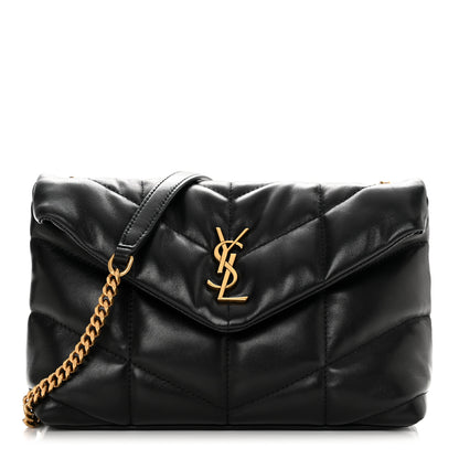 Saint Laurent Lambskin Quilted Toy Loulou Puffer Monogram Chain Satchel Black 1 of 12