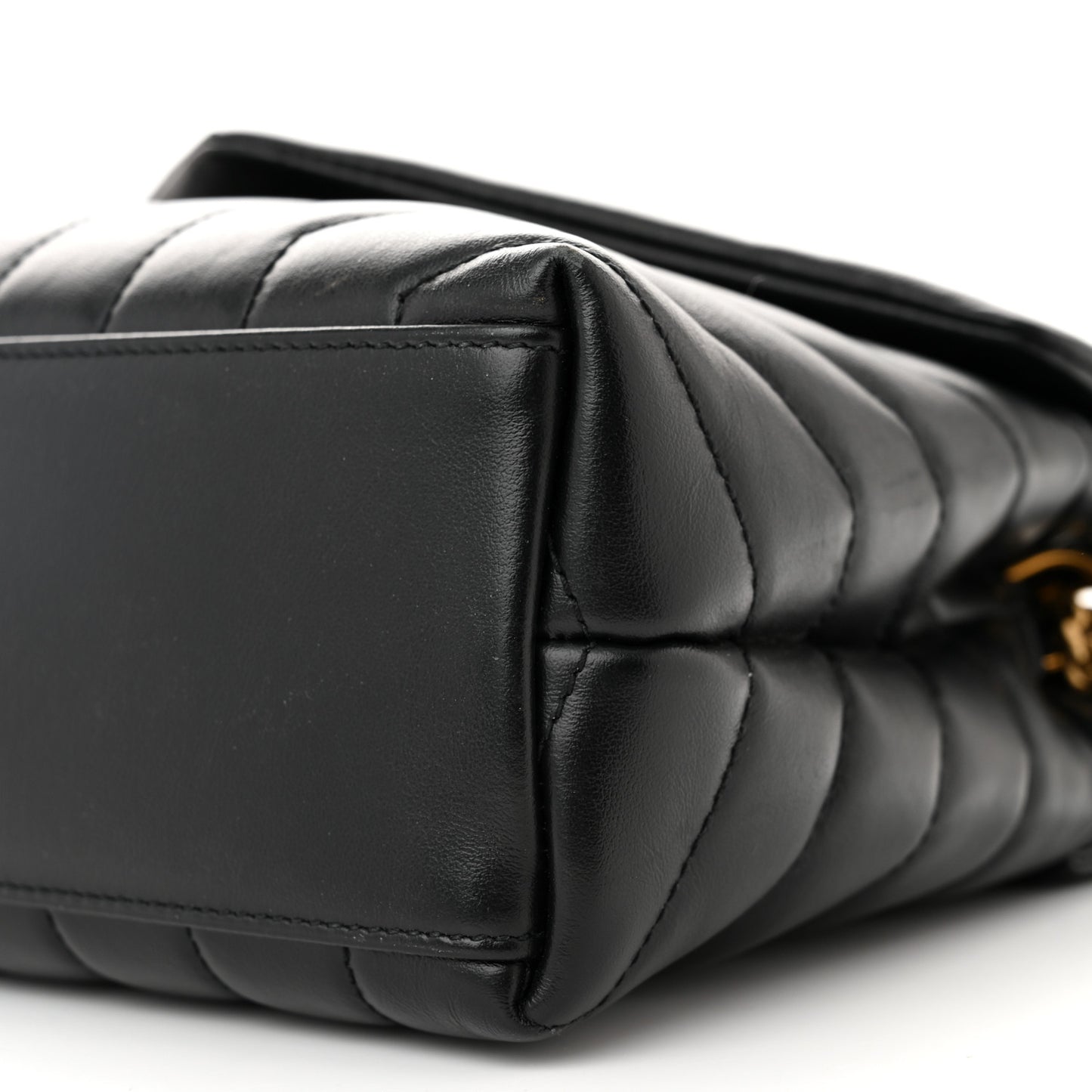 Calfskin Y Quilted Monogram Small Loulou Chain Satchel Black