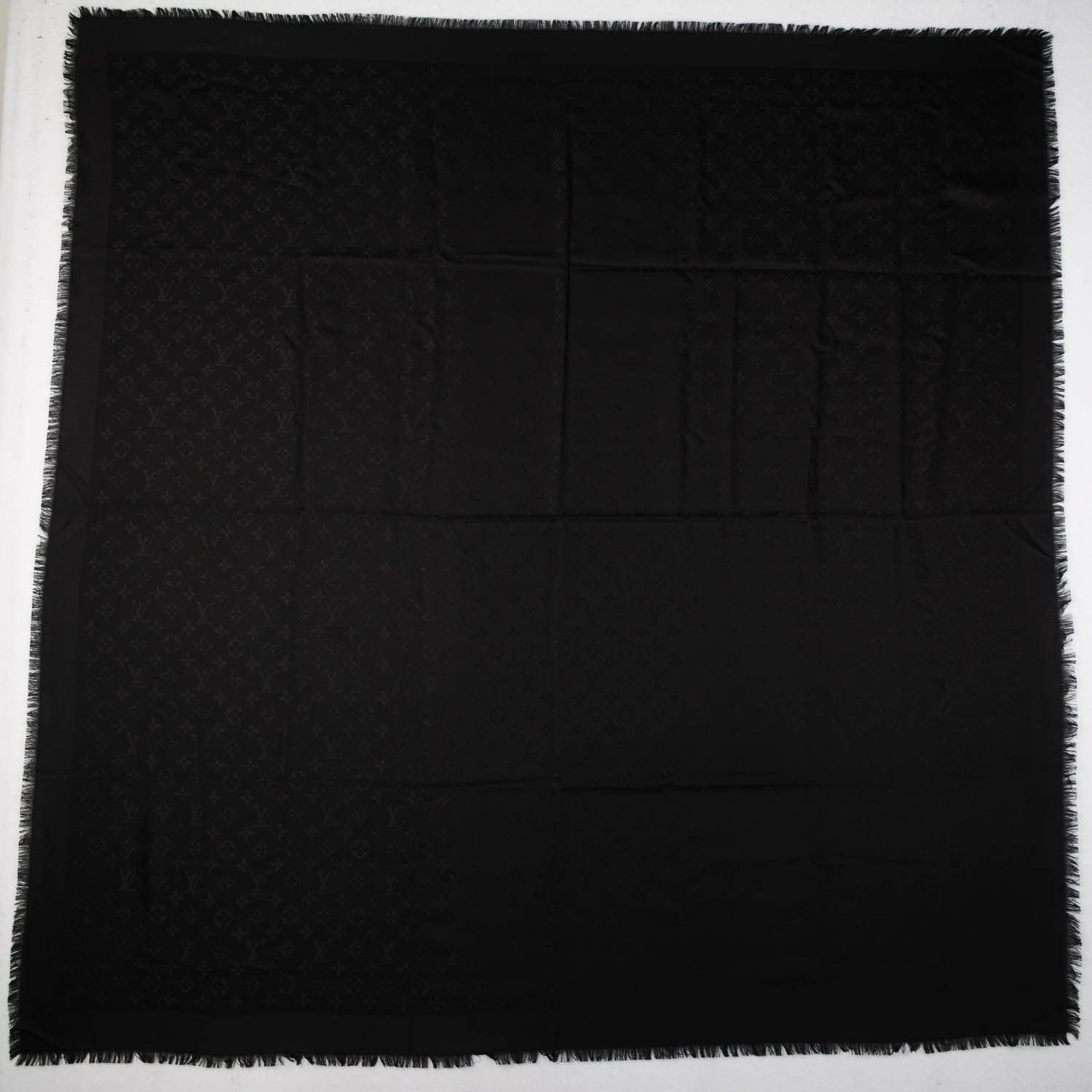 Louis Vuitton Silk Wool Monogram Shawl Black 3 of 5