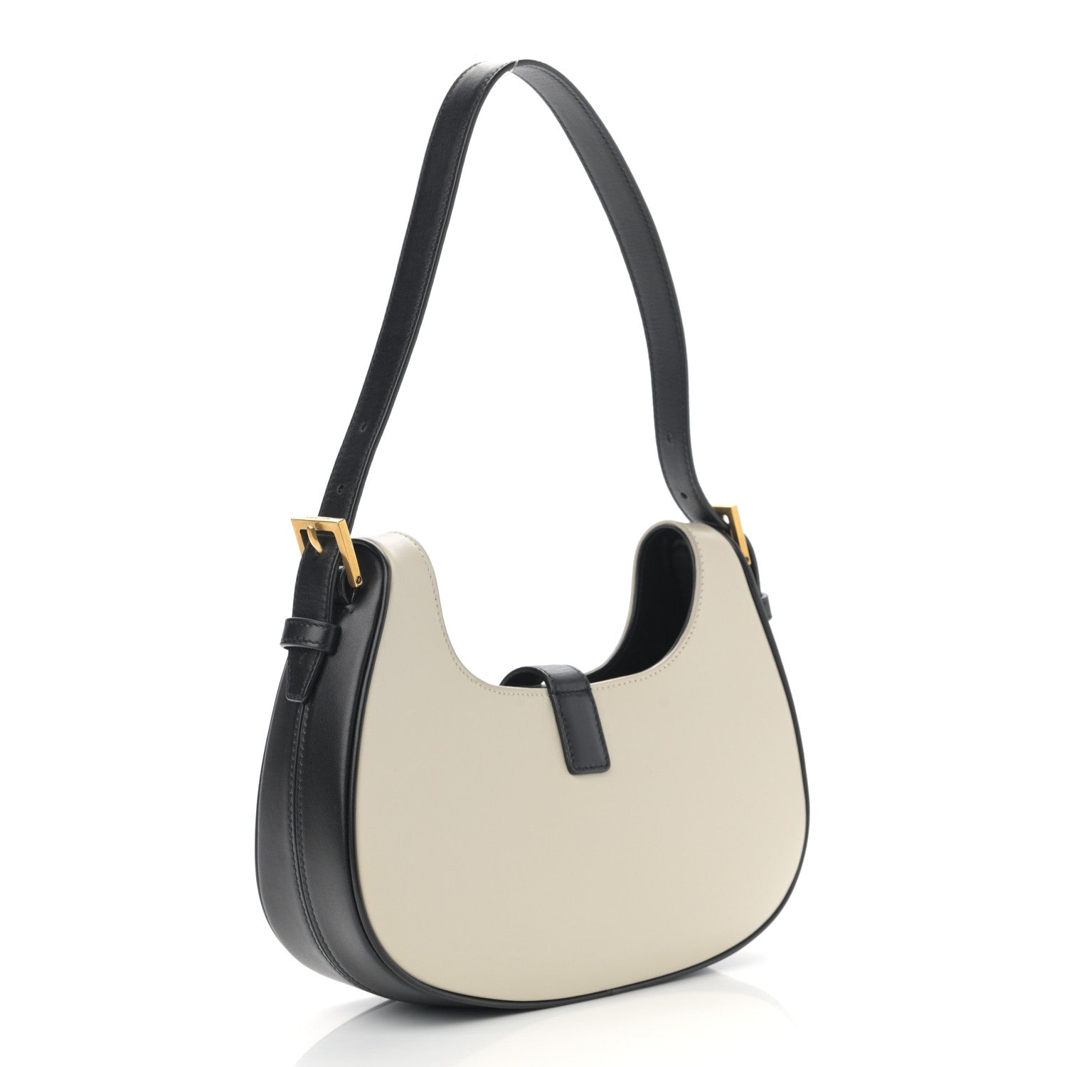 Saint Laurent Shiny Calfskin Le Fermoir Hobo Blanc Vintage Black 3 of 10