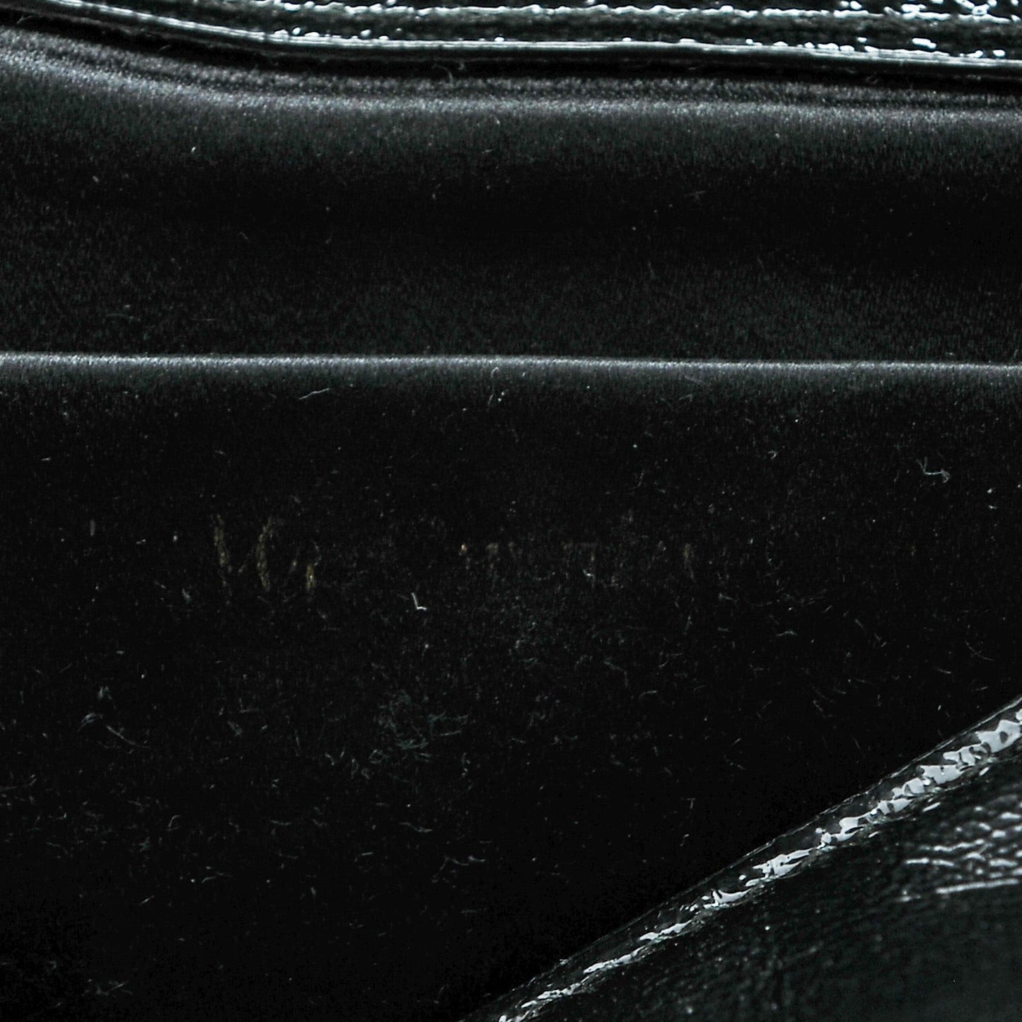 Textured Patent Monogram Small Belle De Jour Clutch Black