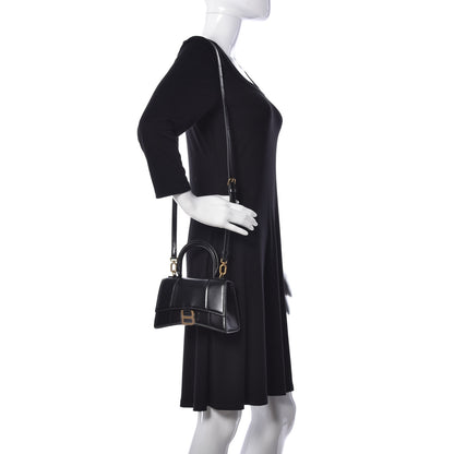 Balenciaga Shiny Box Calfskin Hourglass Top Handle Bag XS Black 2 of 10
