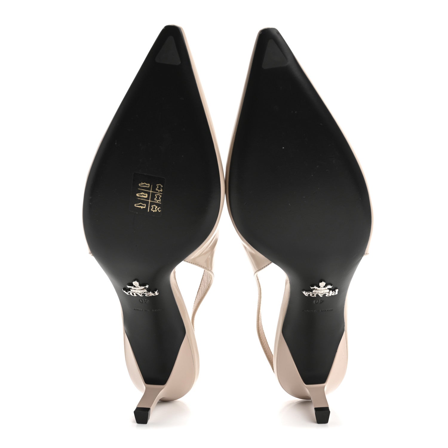 Prada Spazzolato Pointed Toe Strap Slingback Pumps 40 Cipria 6 of 14