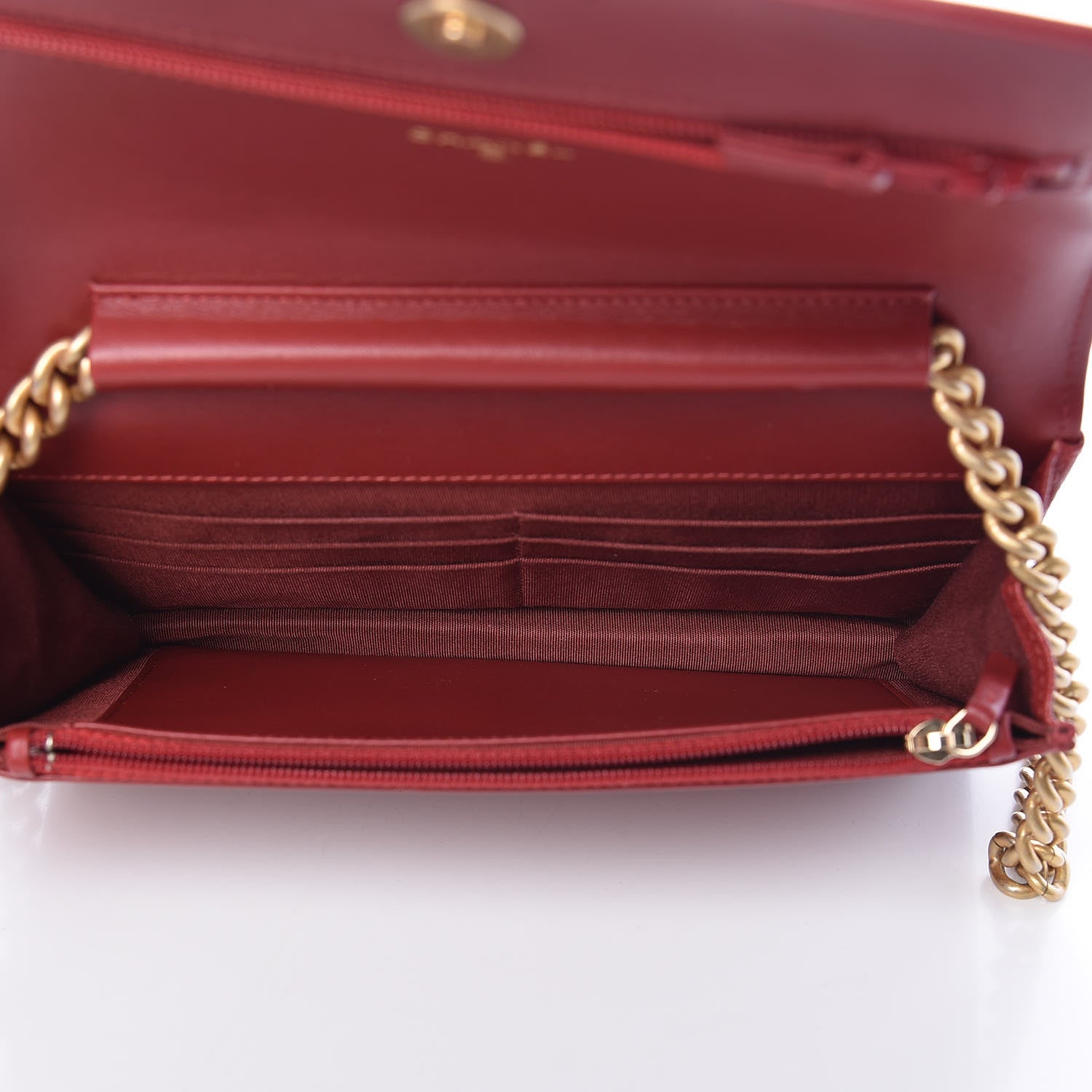 Chanel Caviar Quilted Boy Wallet On Chain WOC Red 5 of 12
