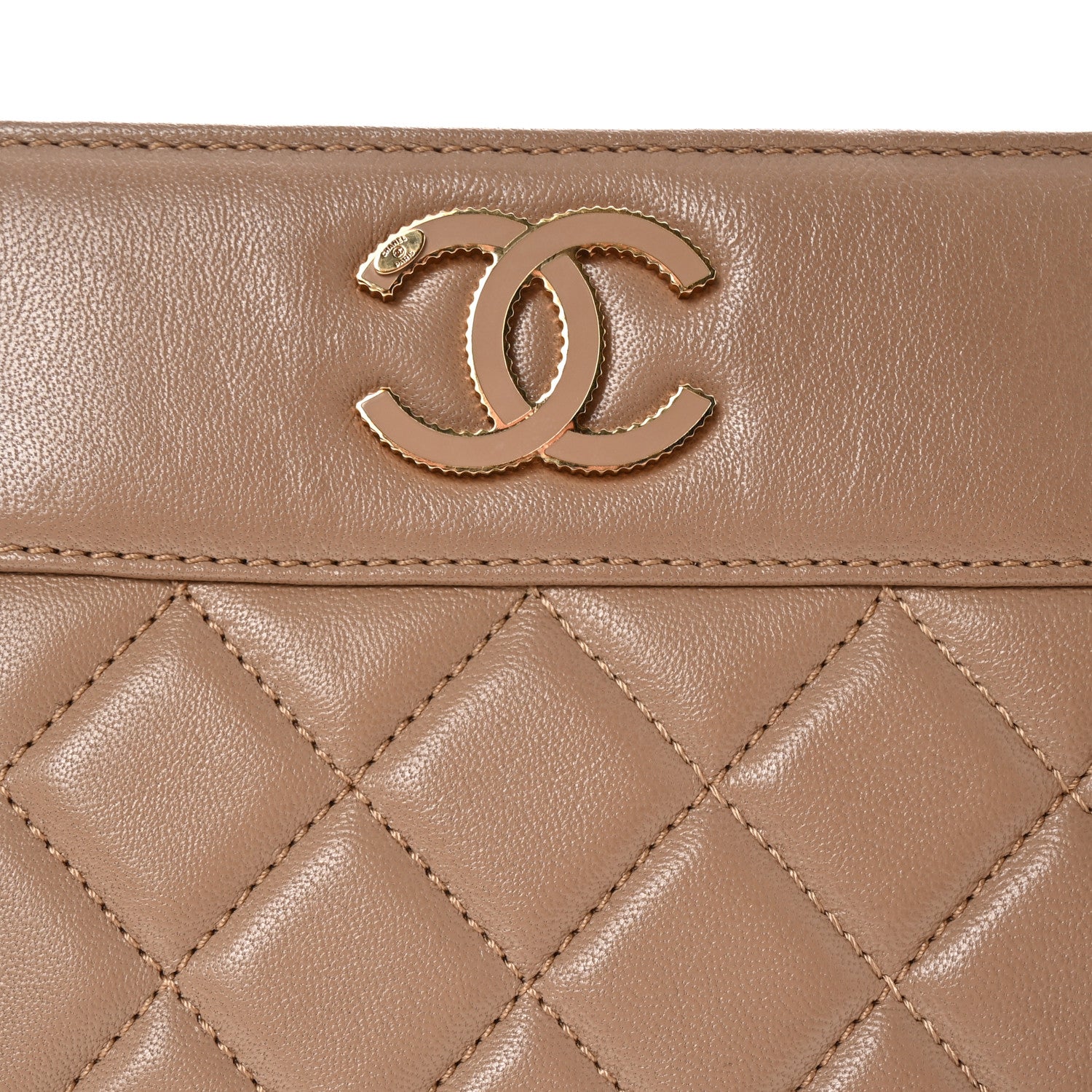 Chanel Sheepskin Quilted Mademoiselle Vintage Shopping Tote Beige 8 of 10