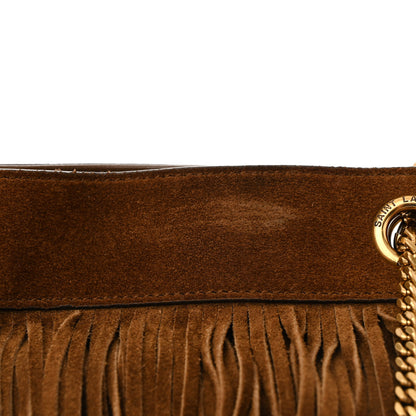 Saint Laurent Suede Calfskin Small Grace Fringed Hobo Bag Light Ocre 12 of 12