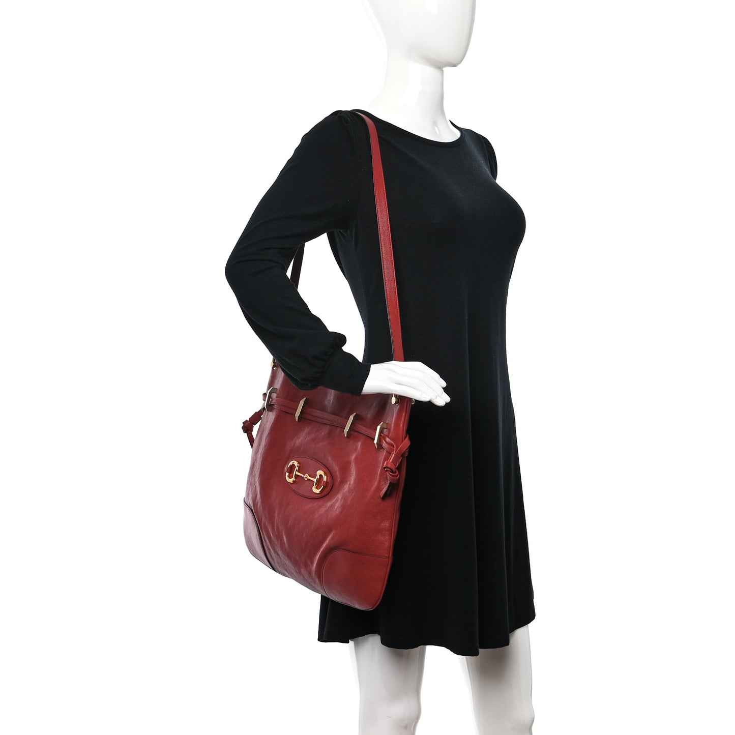 Sakai Be Green Calfskin Horsebit 1955 Cinch Top Messenger Bag New Cherry Red