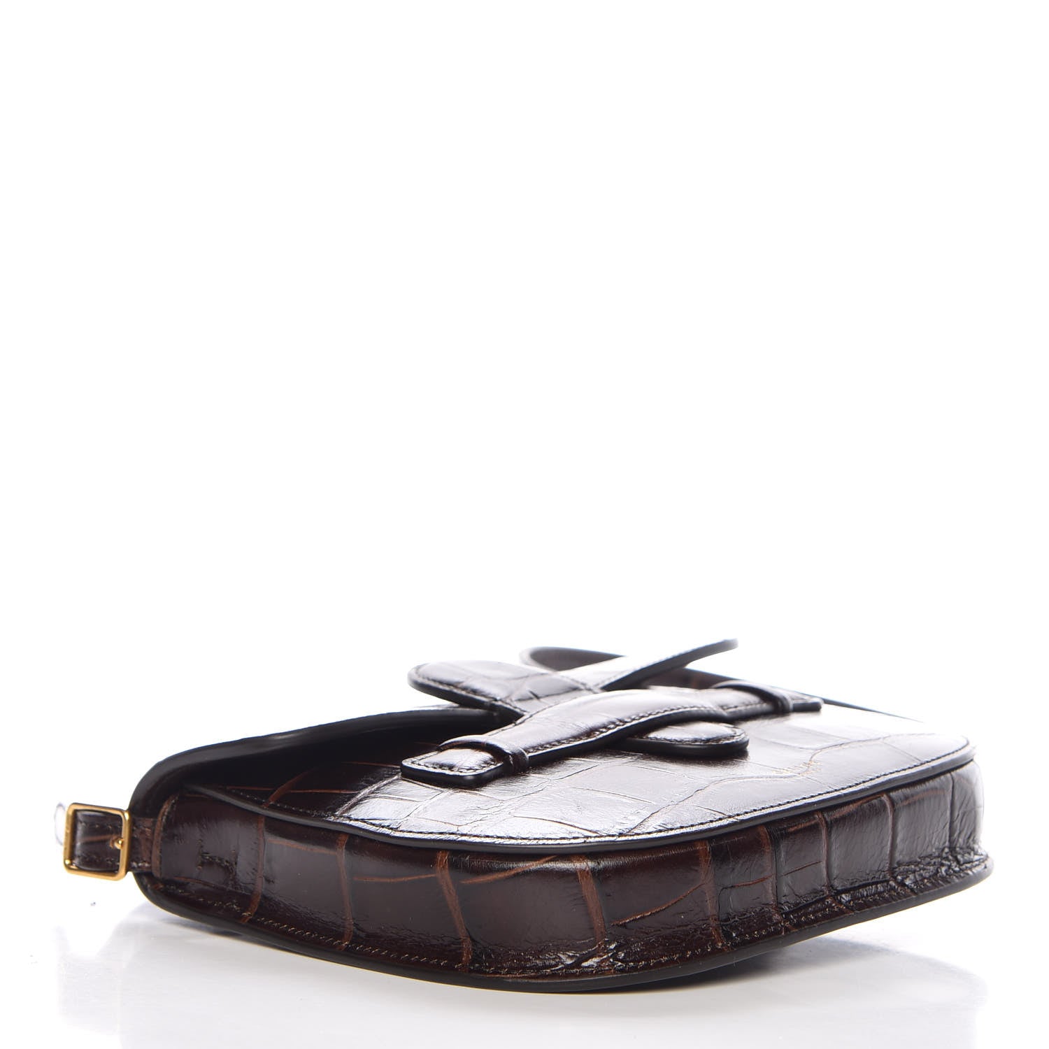 Celine Crocodile Embossed Calfskin Mini Symmetrical Bag Brown 4 of 9