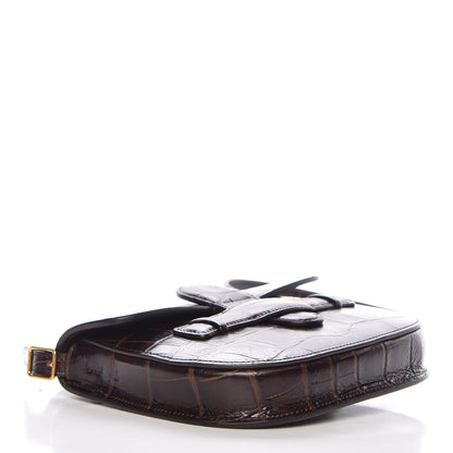 Celine Crocodile Embossed Calfskin Mini Symmetrical Bag Brown 4 of 9