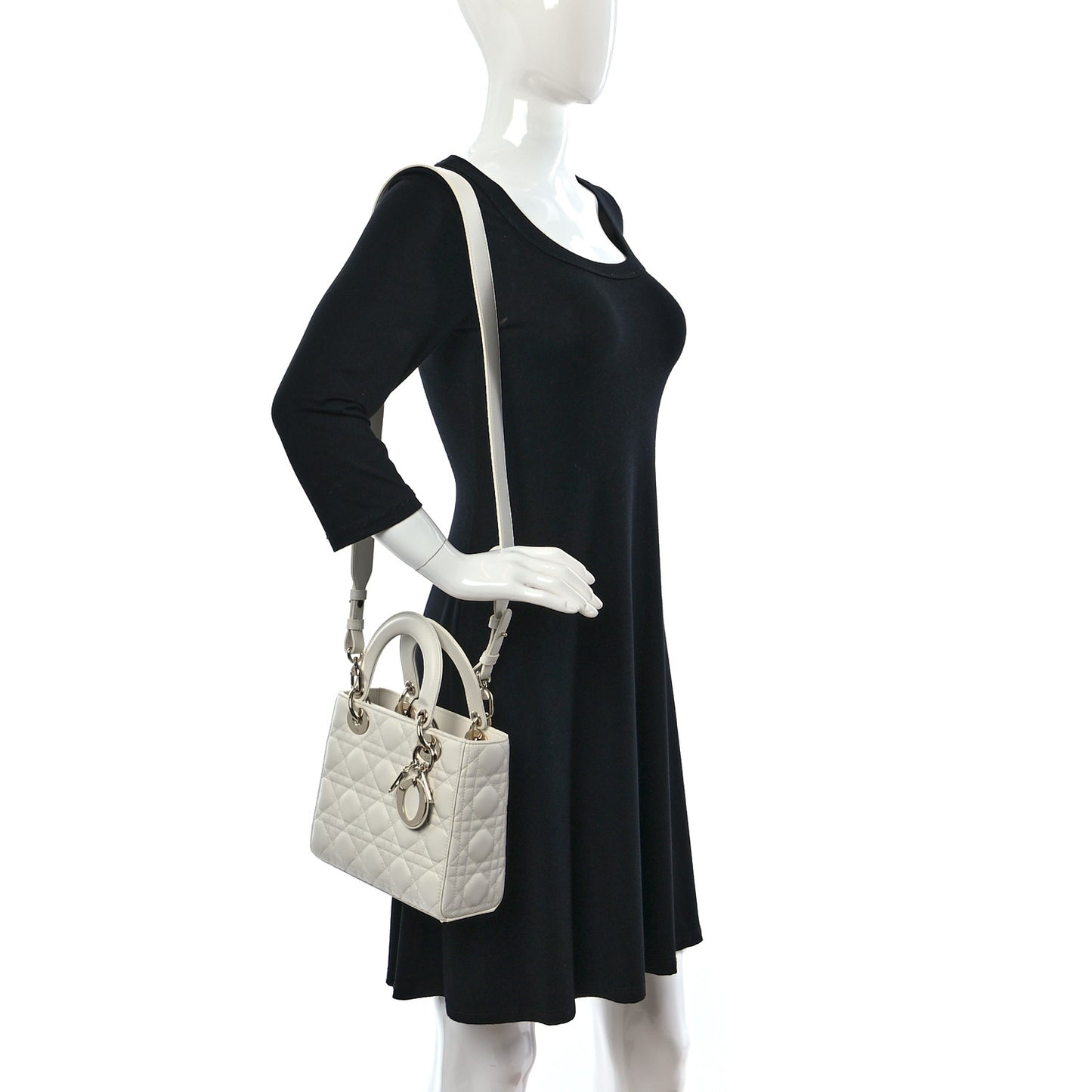 Lambskin Cannage Small My ABCDior Lady Dior White
