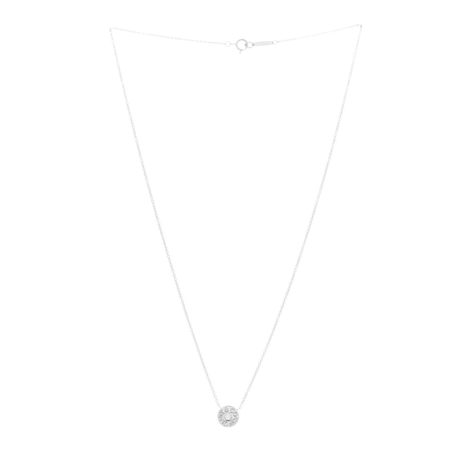 18K White Gold Diamond 1837 Circle Pendant Necklace