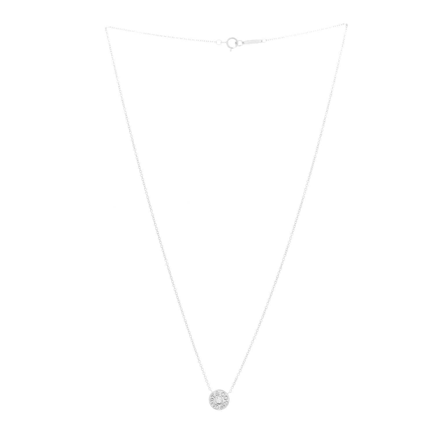 Tiffany 18K White Gold Diamond 1837 Circle Pendant Necklace 3 of 6