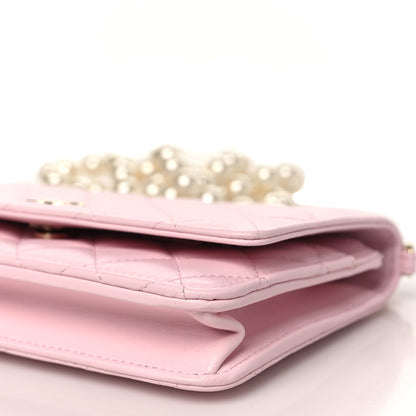 Chanel Lambskin Quilted Pearl Wallet On Chain WOC Pink Pink 11 of 12