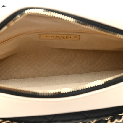 Chanel Goatskin Quilted Tri-Color Medium In & Out Camera Case Beige White Black 6 of 12