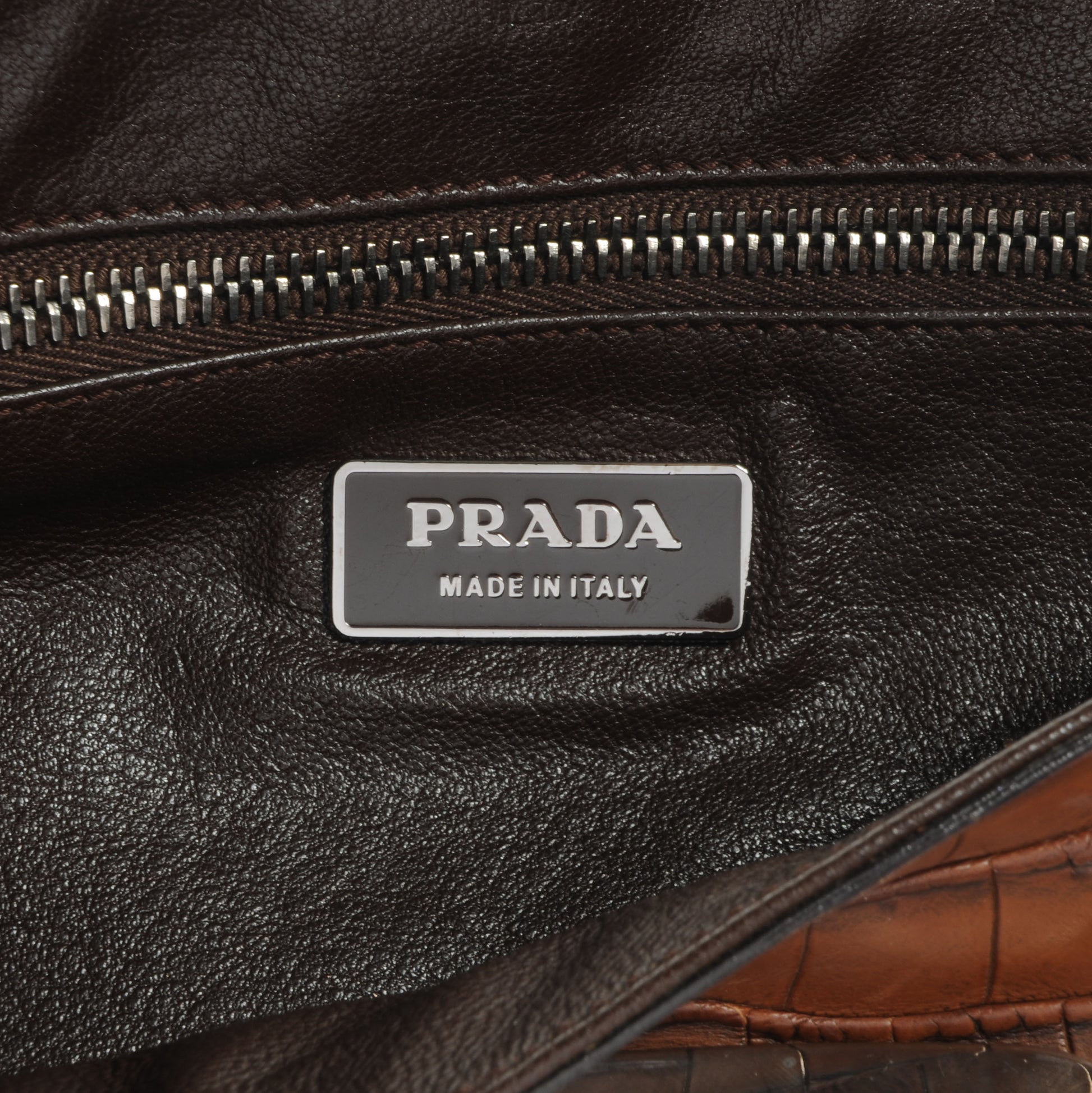 Prada Crocodile Jeweled Antik Shoulder Bag Tabacco Black 6 of 8