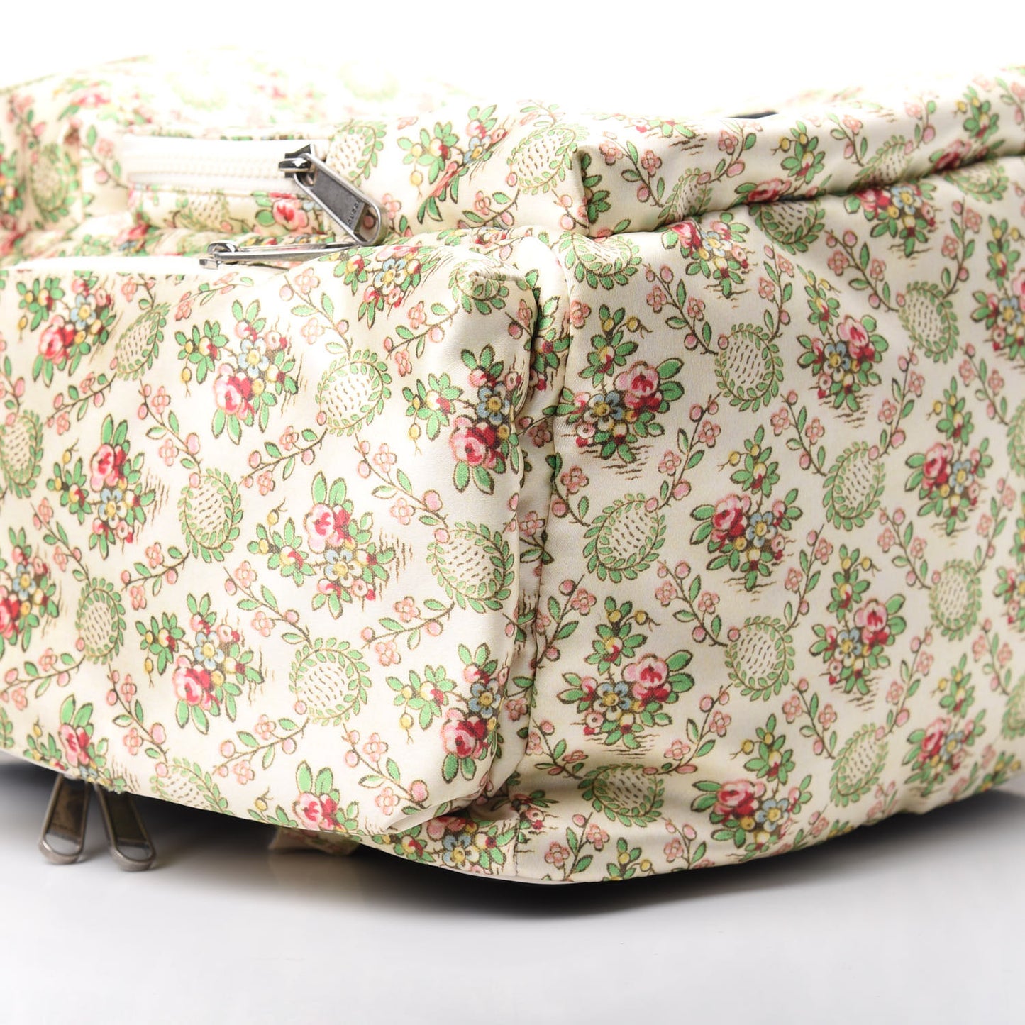 X MLB Satin Floral Print NY Yankees Patch Backpack Ivory Green