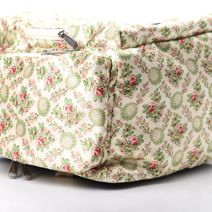 Gucci X MLB Satin Floral Print NY Yankees Patch Backpack Ivory Green 9 of 11