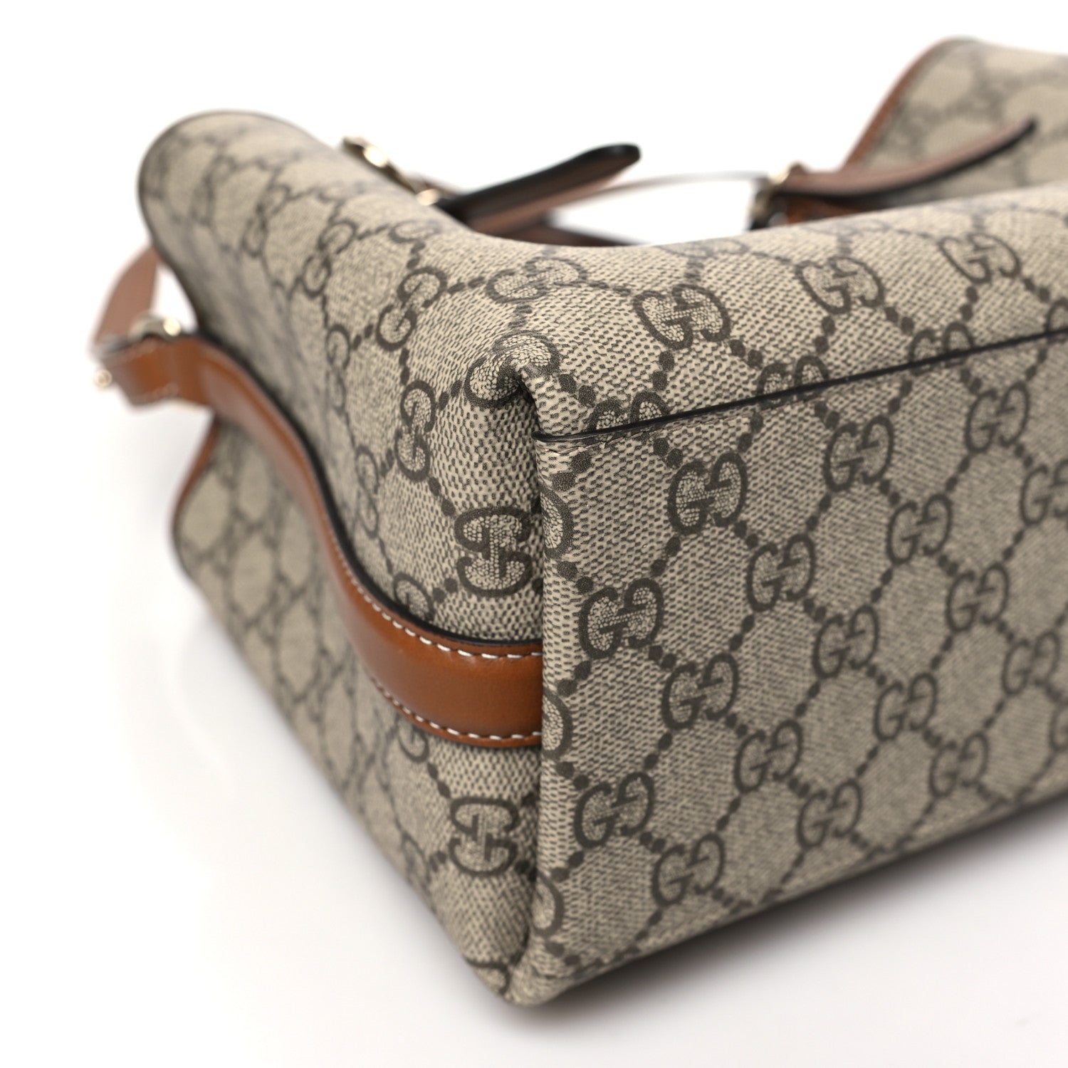 Gucci GG Supreme Monogram Emblem Medium Tote Bag Beige Dark Brown 9 of 10