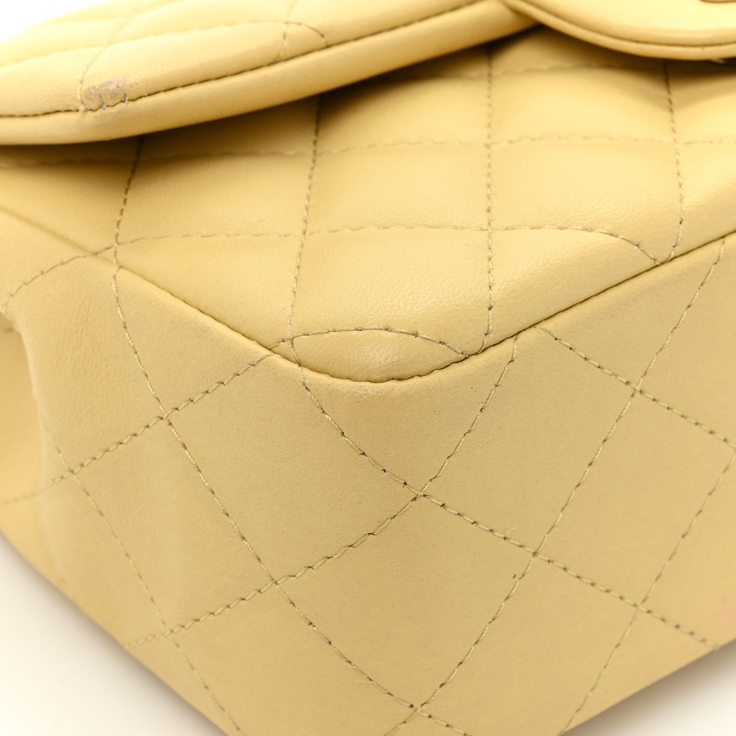 Lambskin Quilted Mini Rectangular Flap Yellow