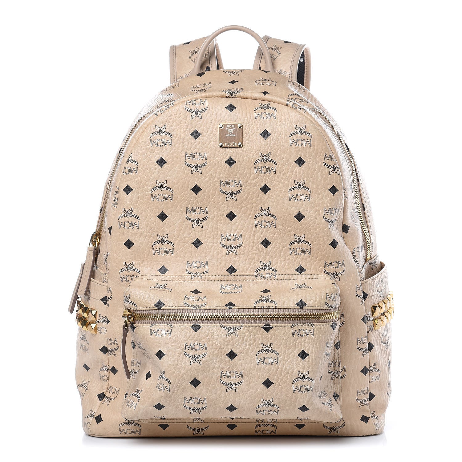 MCM Visetos Medium Side Studs Stark Backpack Beige 1 of 18