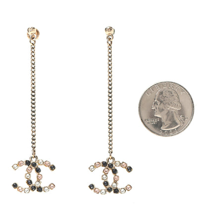 Chanel Crystal CC Drop Earrings Gold Blue 2 of 4