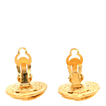 Chanel Metal Round CC Clip On Earrings Gold 3 of 4