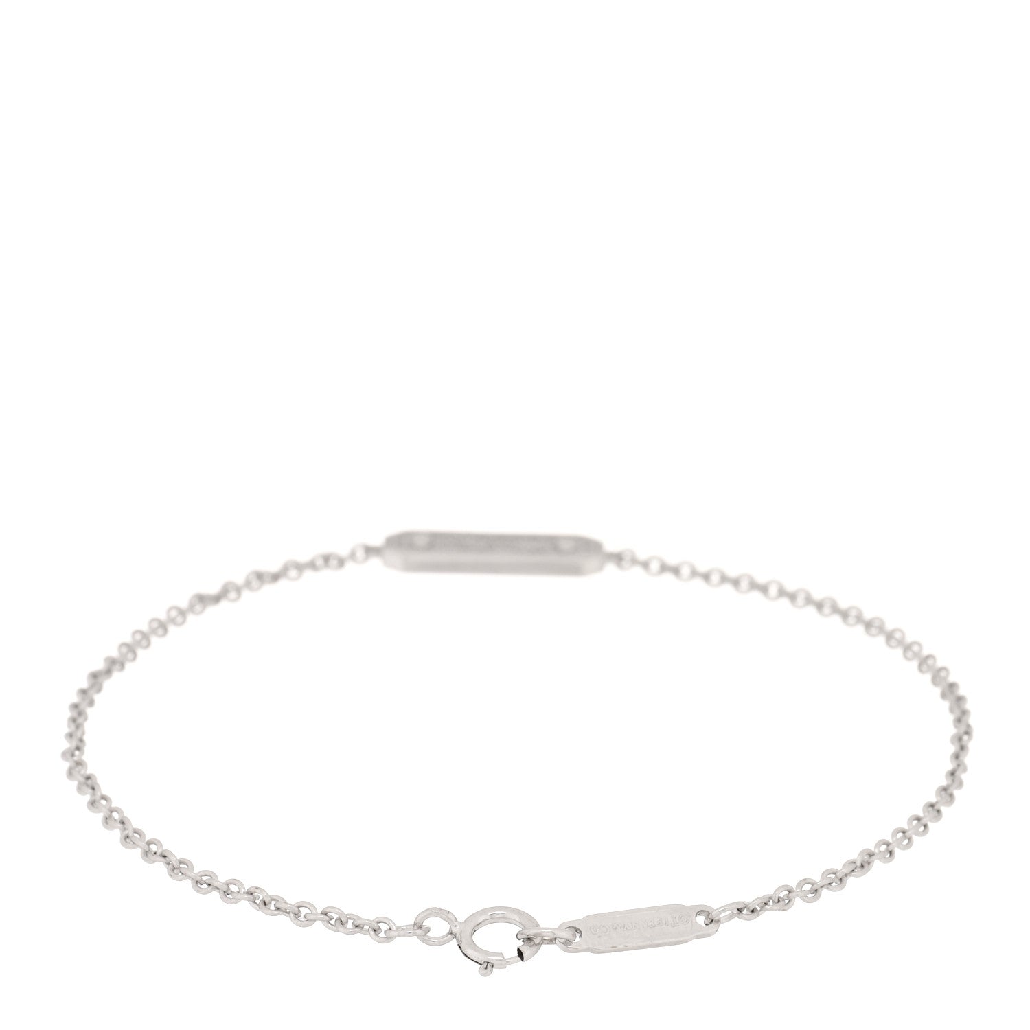 Tiffany 18K White Gold Diamond Tag Chain Bracelet 2 of 4