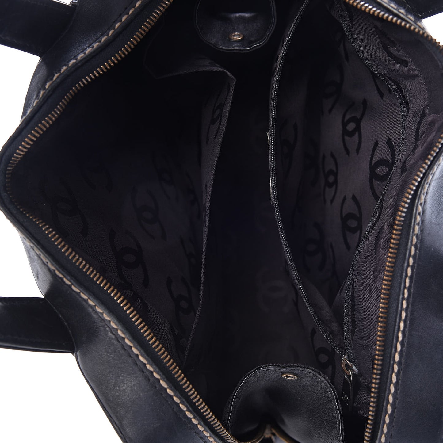 Calfskin Contrast Stitch Surpique Bowler Black