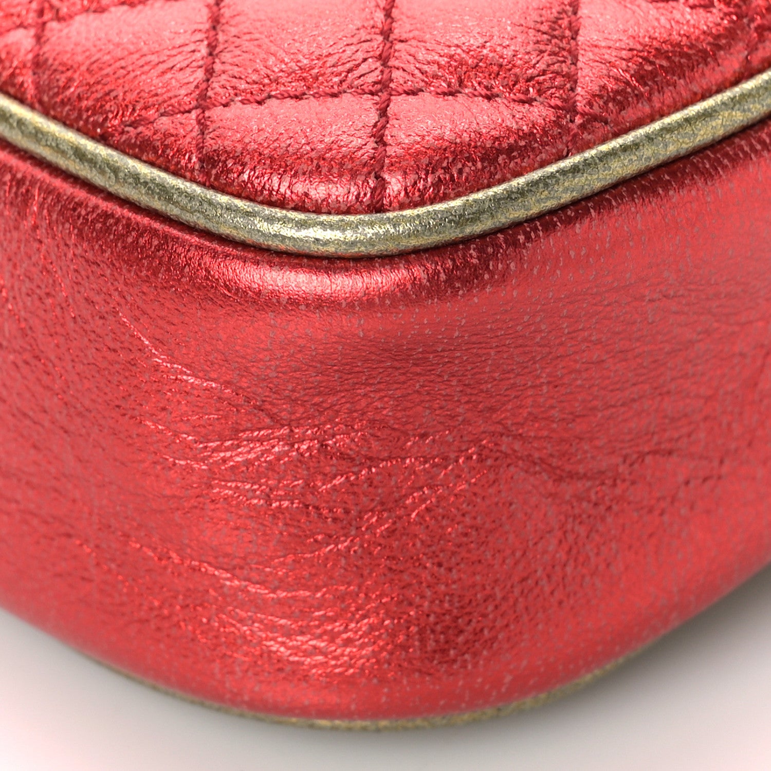 Gucci Laminated Nappa Trapuntata Mini Zumi Dome Shoulder Bag Rosso Jasmine Green Rame 8 of 8