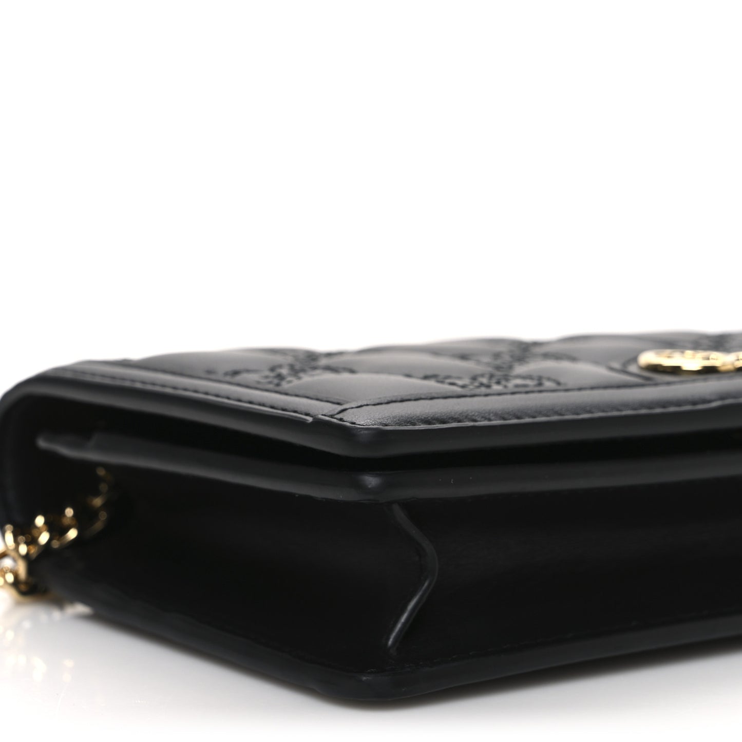 Calfskin GG Matelasse Chain Wallet Black