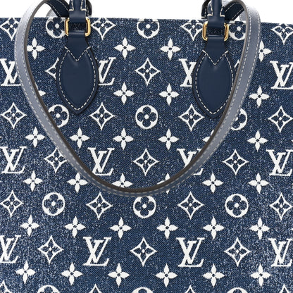 Louis Vuitton Monogram Jacquard Denim Onthego MM Bleu 7 of 9