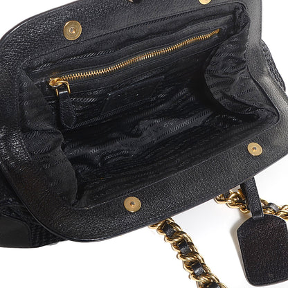 Prada Paglia Cinghiale Frame Tote Black 5 of 11