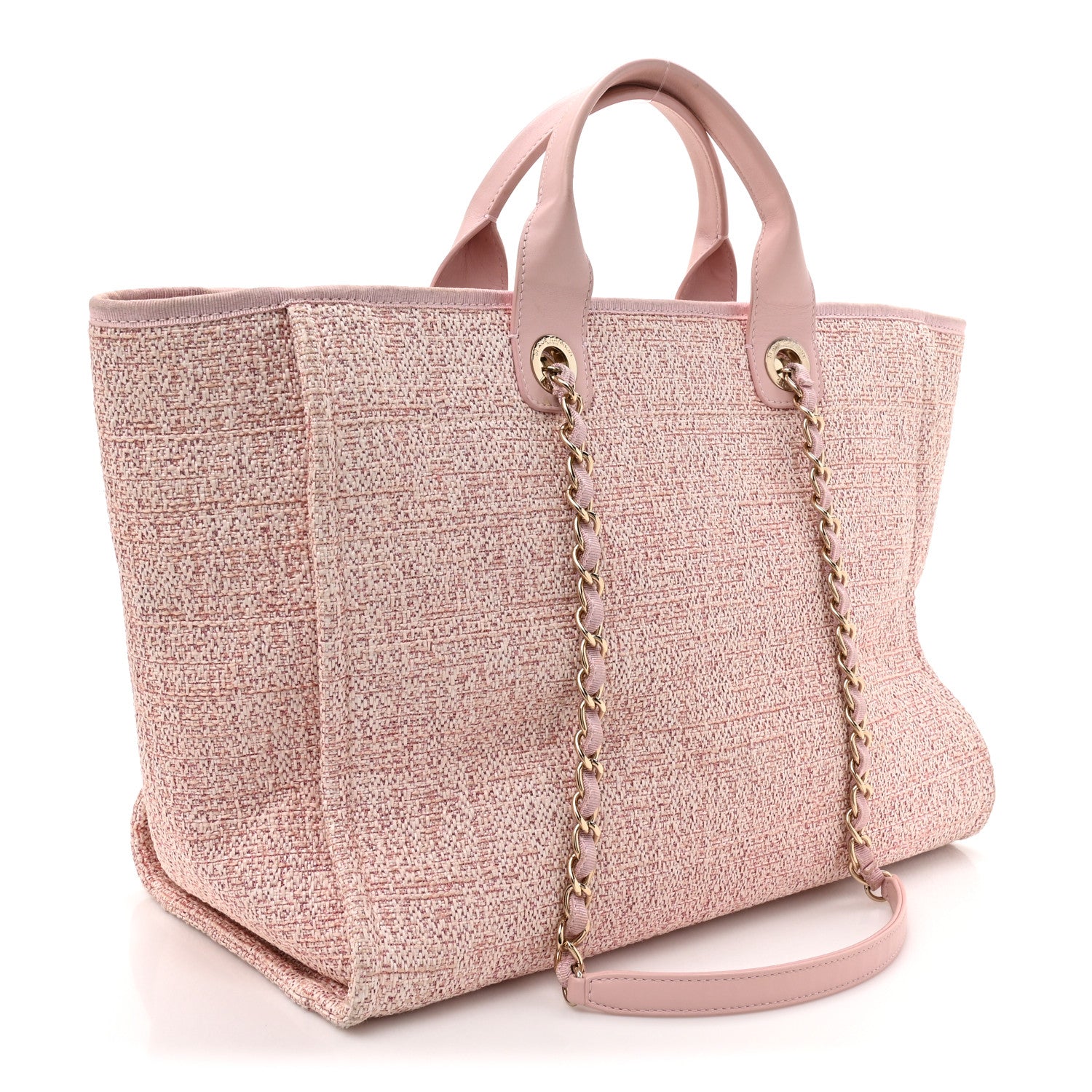 Chanel Lurex Boucle Deauville Medium Tote  Pink 3 of 13