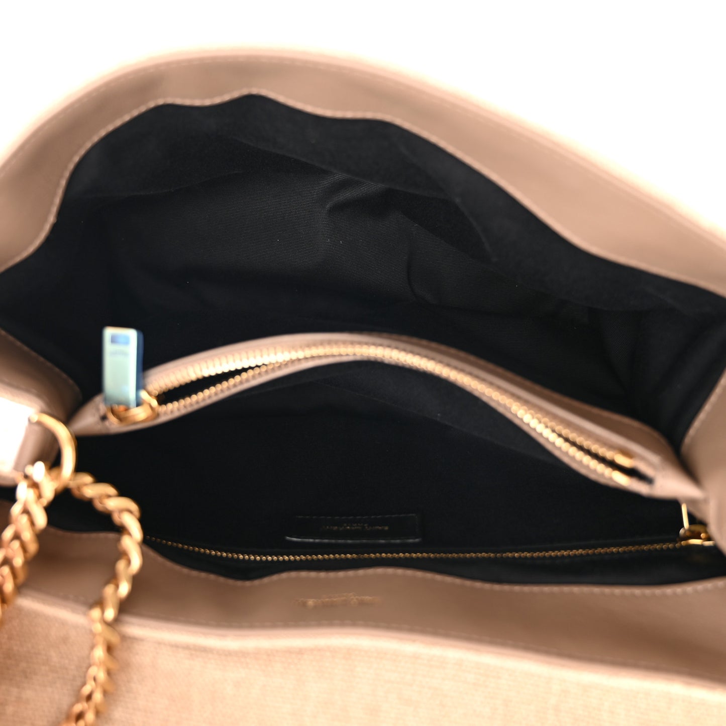 Linen Y Quilted Monogram Medium Loulou Chain Satchel Natural Taupe