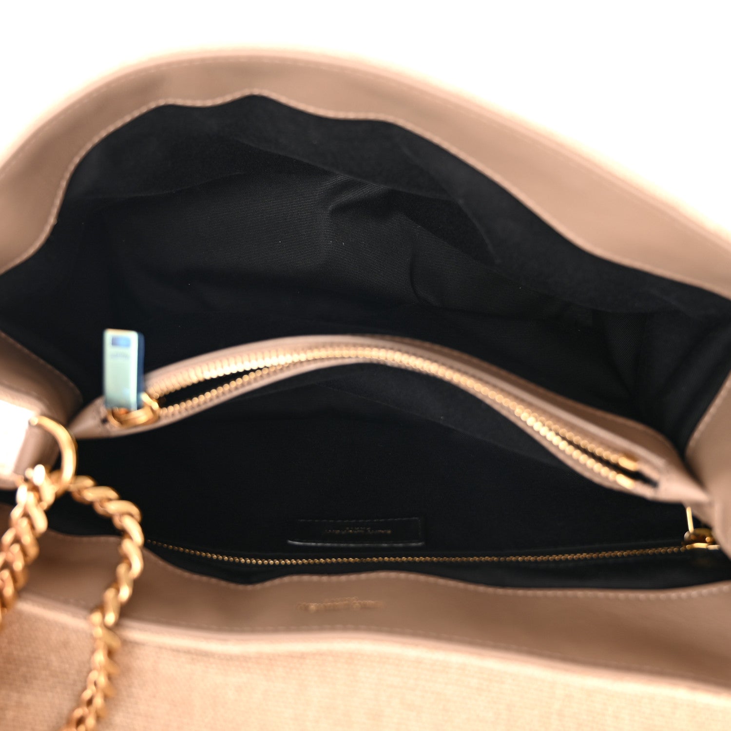 Saint Laurent Linen Y Quilted Monogram Medium Loulou Chain Satchel Natural Taupe 5 of 12
