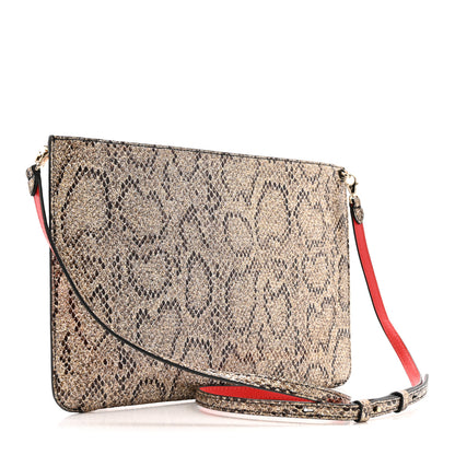 Christian Louboutin Metallic Snakeskin Embossed Spikes Loubiposh Clutch Gold Pink 3 of 12