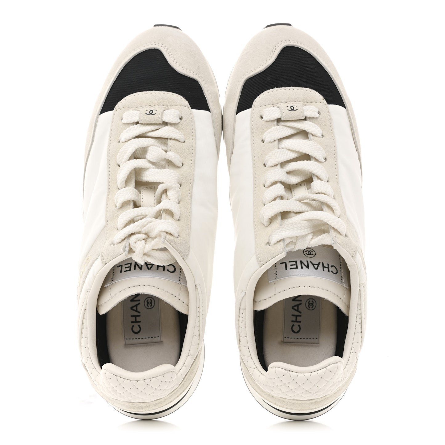 Nylon Suede Kidskin Calfskin Logo Sneakers 37.5 White Black