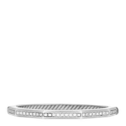 David Yurman Sterling Silver Diamond Stax Faceted Bangle Bracelet 1 of 7