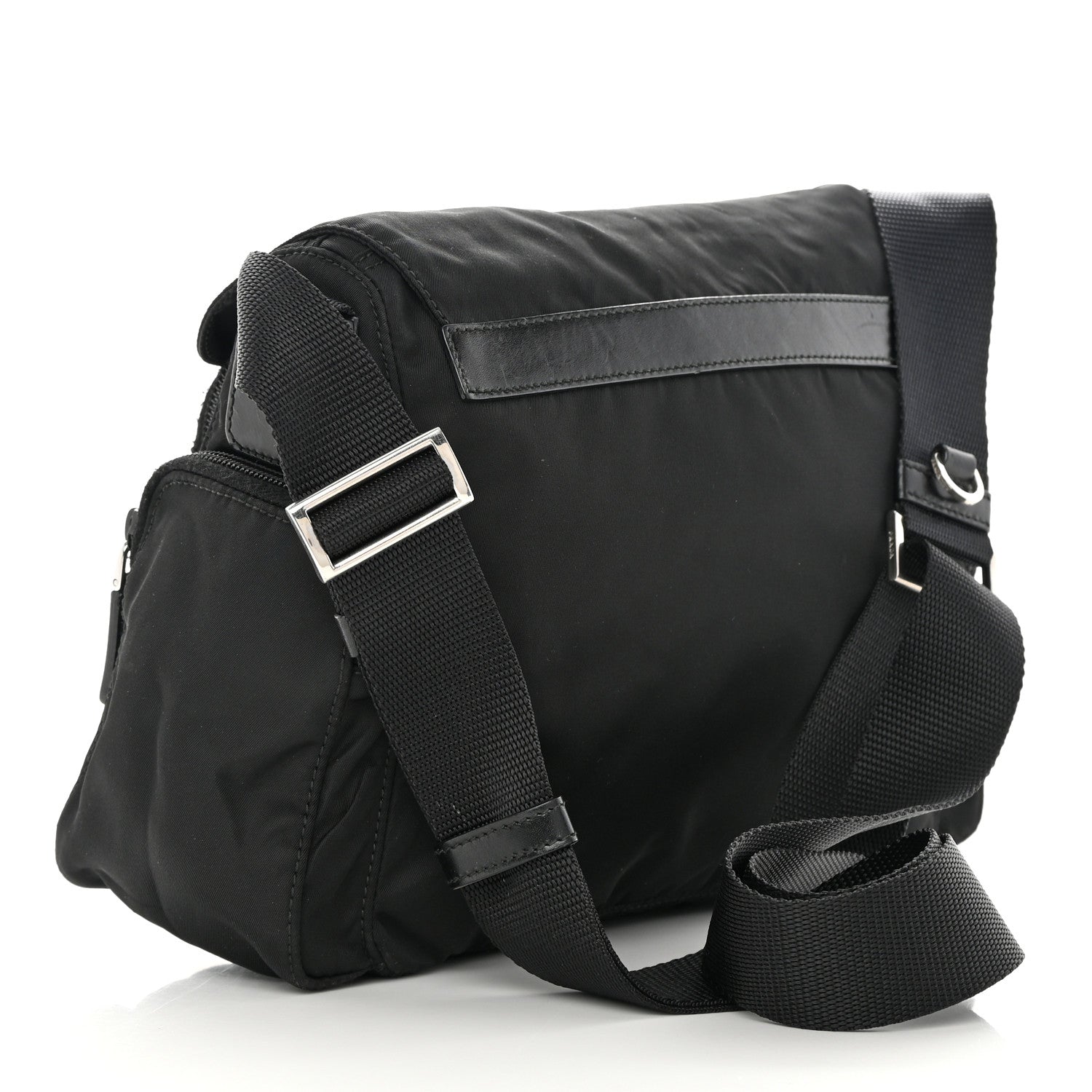 Prada Tessuto Nylon Saffiano Small Vela Messenger Black 3 of 13
