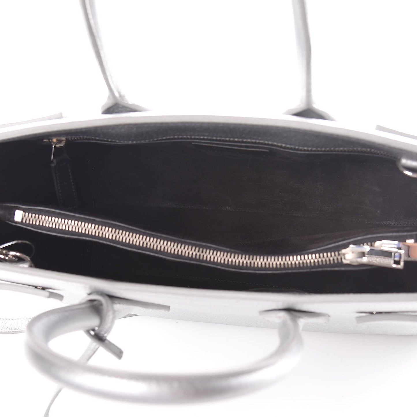 Metallic Calfskin Small Sac De Jour Silver