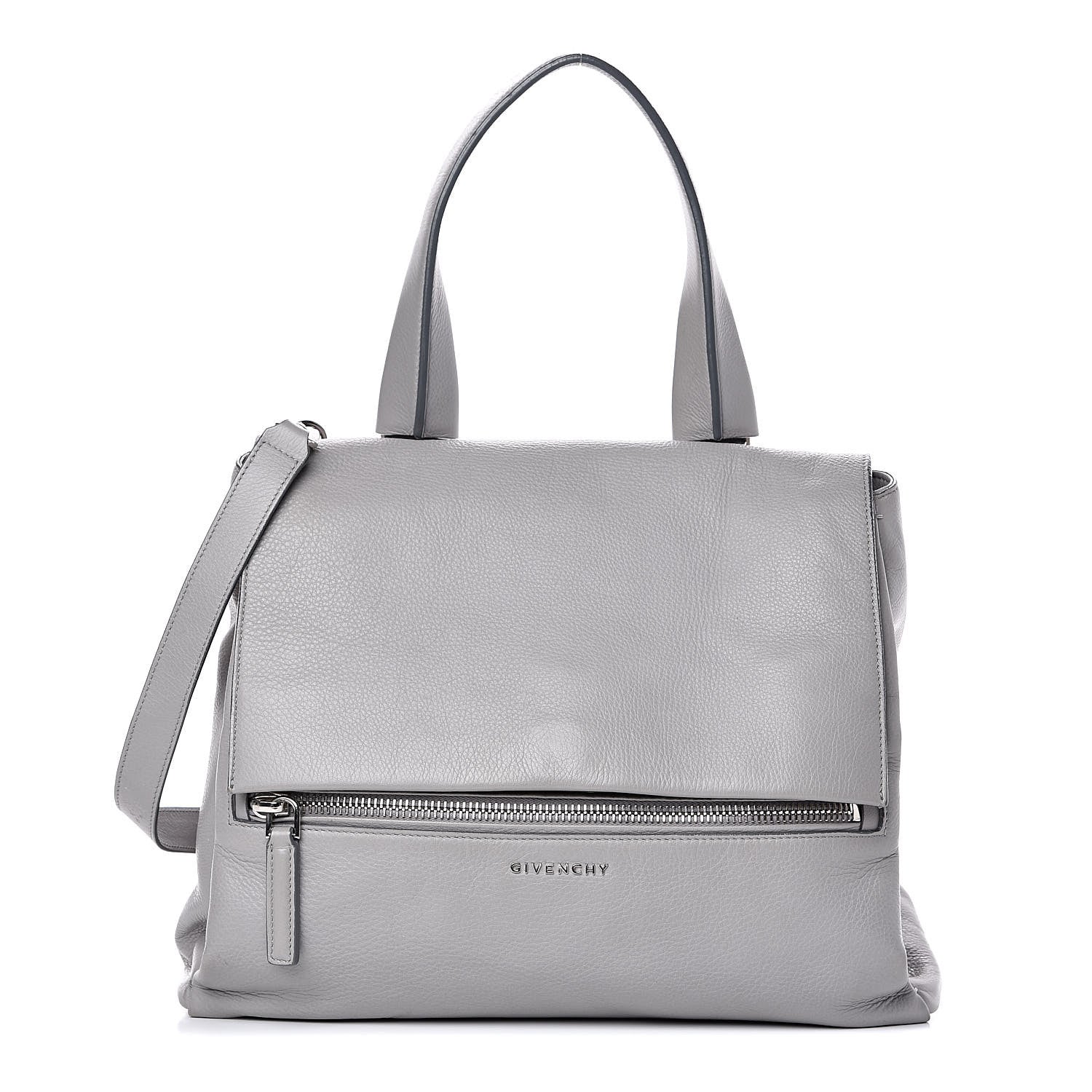 Givenchy Grained Calfskin Medium Pandora Pure Flap Bag Pearl Grey 1 of 14