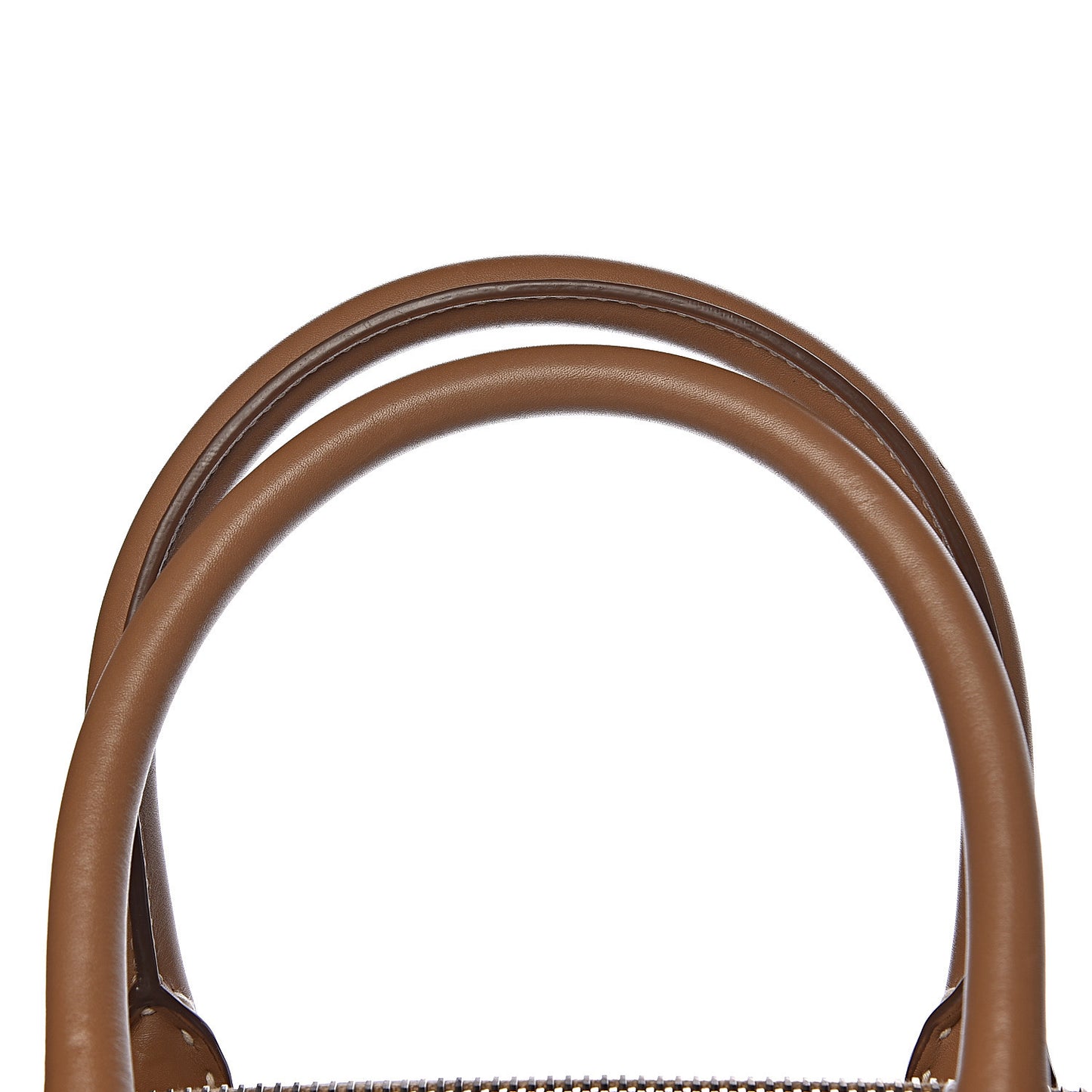 City Calf Small Hand Stitched Galleria Double Zip Tote Caramel