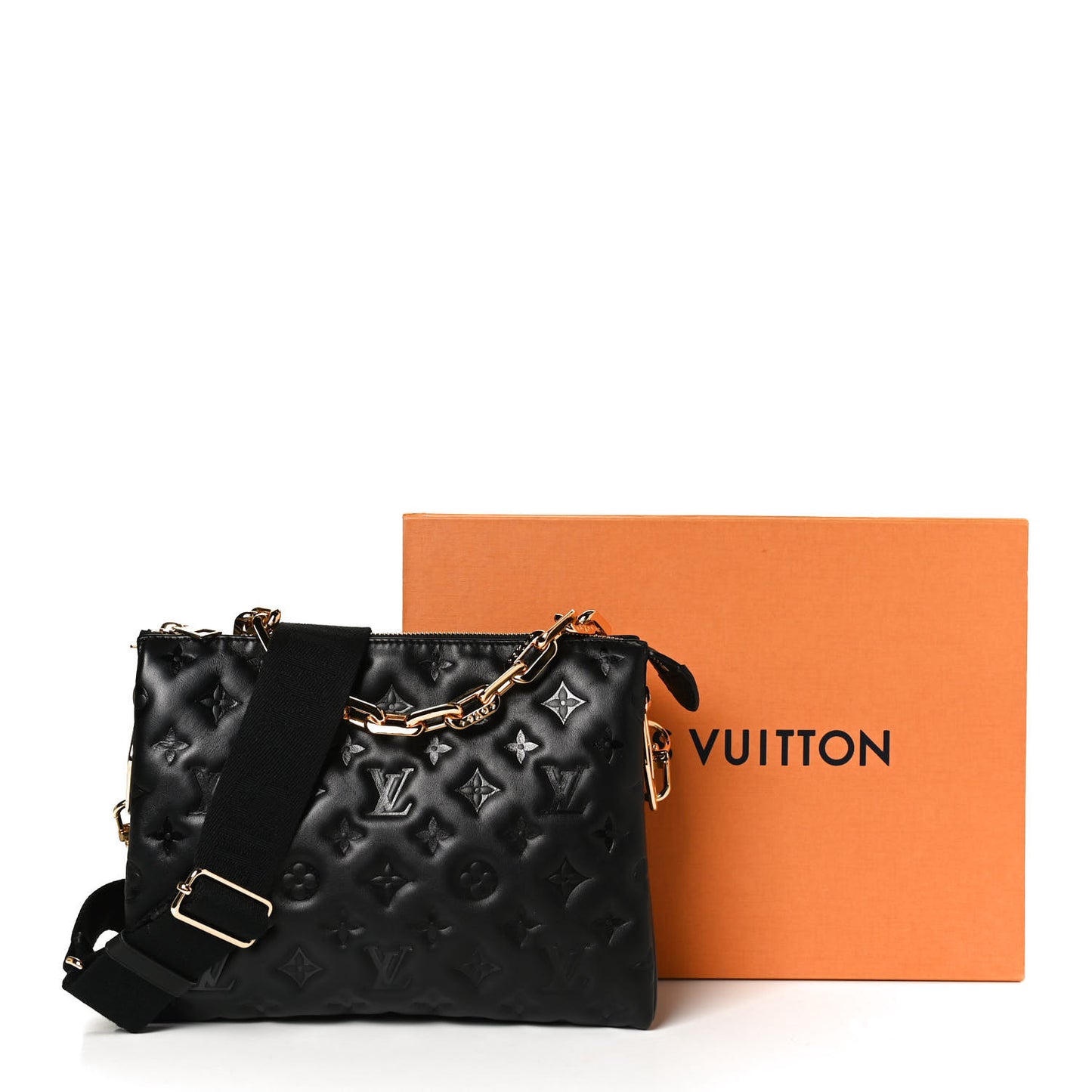 Lambskin Embossed Monogram Coussin PM Black