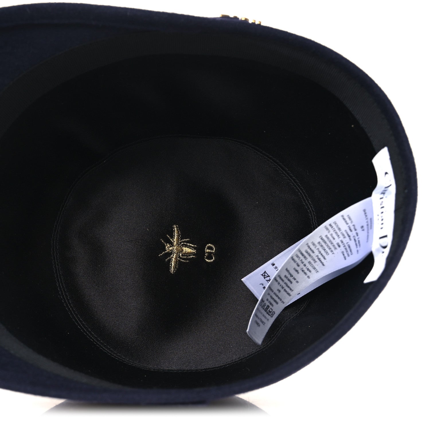 Christian Dior Rabbit Felt Hat 57 Navy 7 of 8