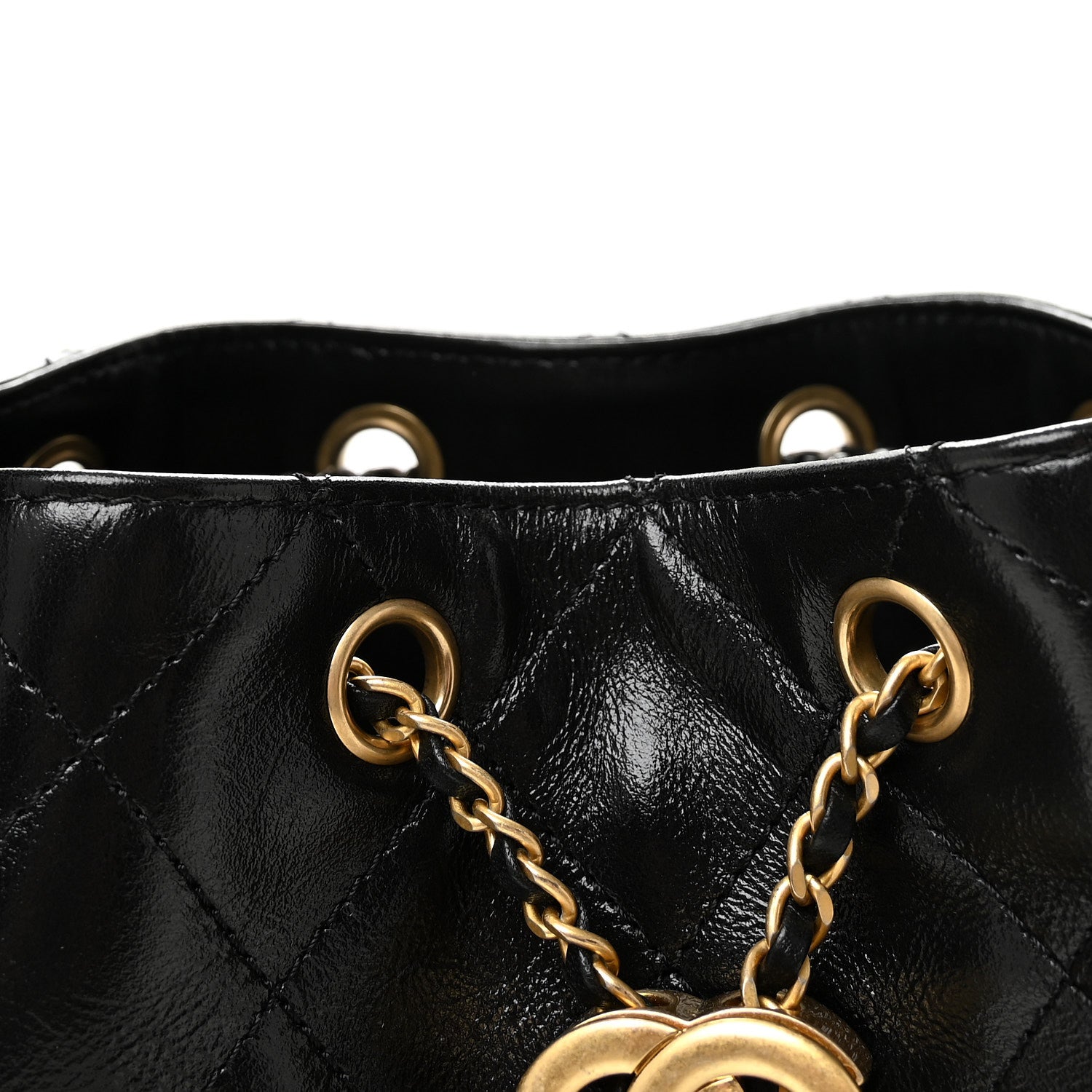 Chanel Shiny Crumpled Calfskin Quilted Small Chanel 25 Handbag Black 8 of 11