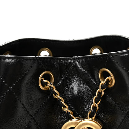 Chanel Shiny Crumpled Calfskin Quilted Small Chanel 25 Handbag Black 8 of 11
