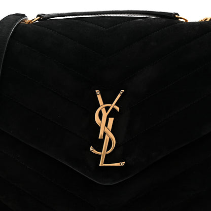 Saint Laurent Suede Y Quilted Monogram Medium Loulou Chain Satchel Black 15 of 19